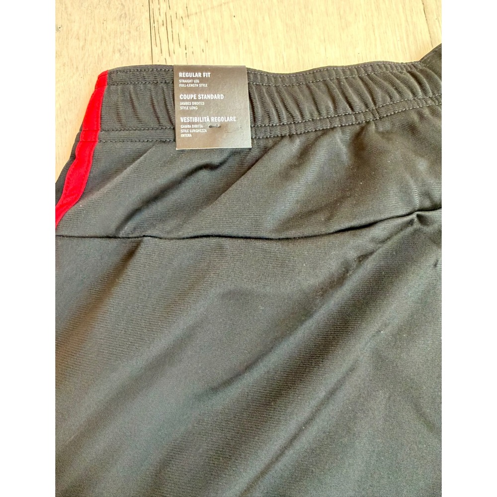 Adidas Mens Track Pants Black Red 3-Stripe Straight Leg Regular Fit Size LT NEW - Picture 3 of 5